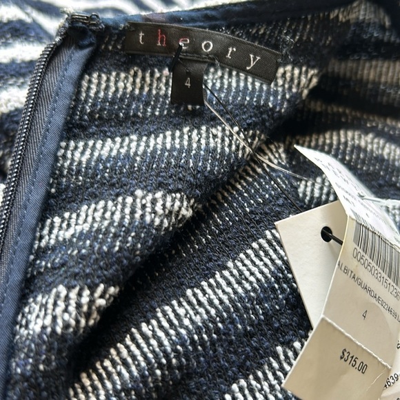 THEORY Albita Guardia Dress Uniform White Navy Blue Stripe Fit Flare Sz 4 NEW - Picture 10 of 13